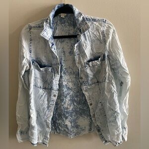 Cato Women's Size M Pearl Snap Acid Wash Denim Tencel 90s Stonewash